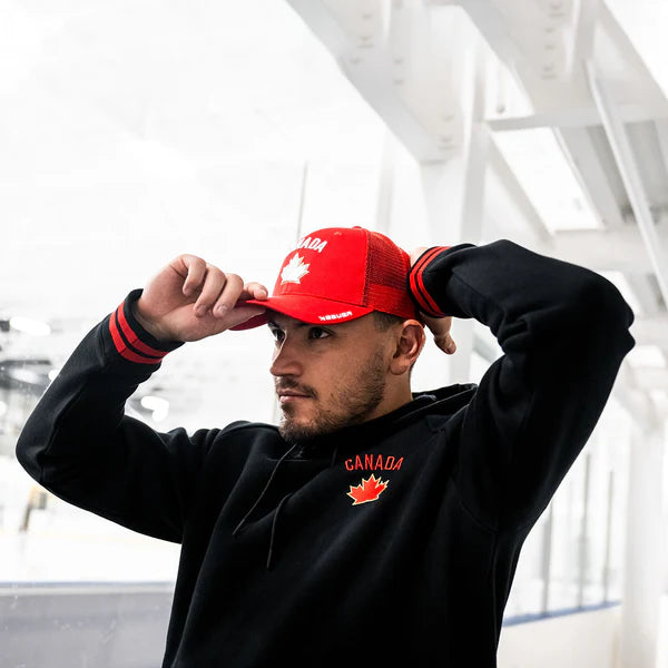 Hockey Canada IIHF Bauer Men's Red One Leaf Mesh Snapback