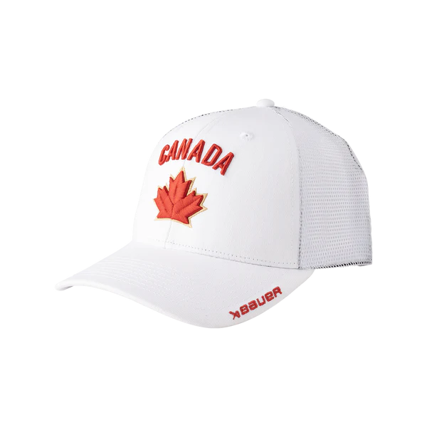 Hockey Canada IIHF Bauer Men's White One Leaf Mesh Snapback