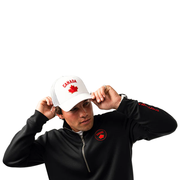 Hockey Canada IIHF Bauer Men's White One Leaf Mesh Snapback