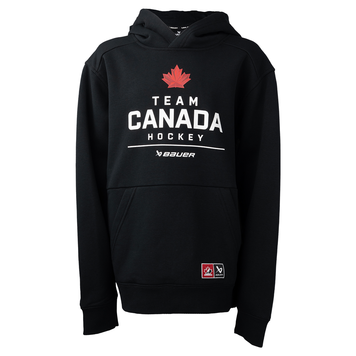 Hockey Canada IIHF Bauer Youth Black Stacked Pullover Hoodie