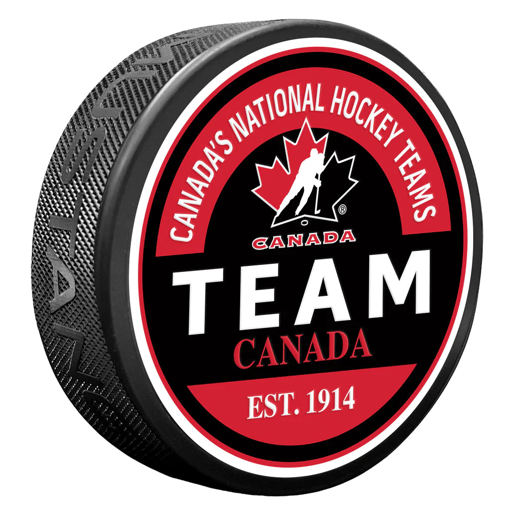 Hockey Canada IIHF Block Textured Hockey Puck