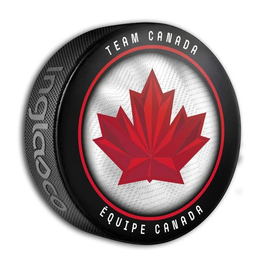 Hockey Canada IIHF Inglasco 2026 Winter Olympics Home Mesh Hockey Puck