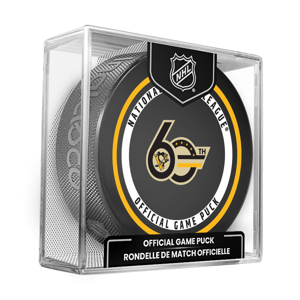 Pittsburgh Penguins NHL Inglasco 2026-27 60th Anniversary Officially Licensed Game Hockey Puck