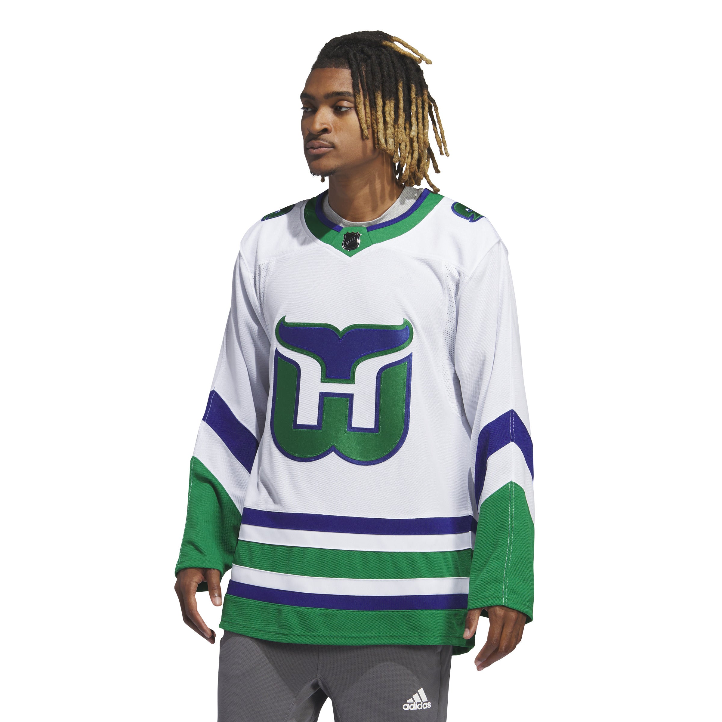 Carolina Hurricans NHL Adidas Men's White Primegreen Whalers Authentic Pro Jersey