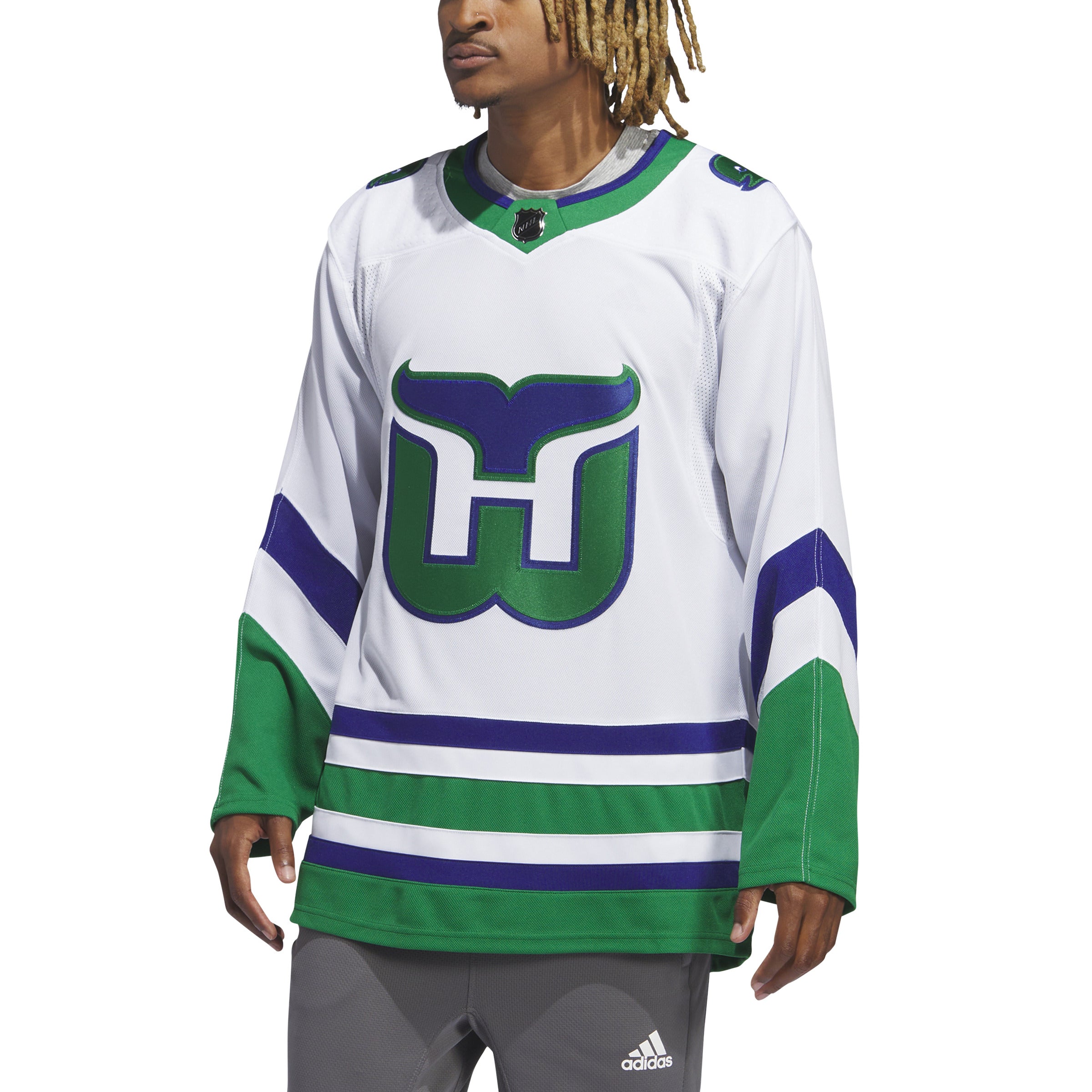 Carolina Hurricans NHL Adidas Men's White Primegreen Whalers Authentic Pro Jersey