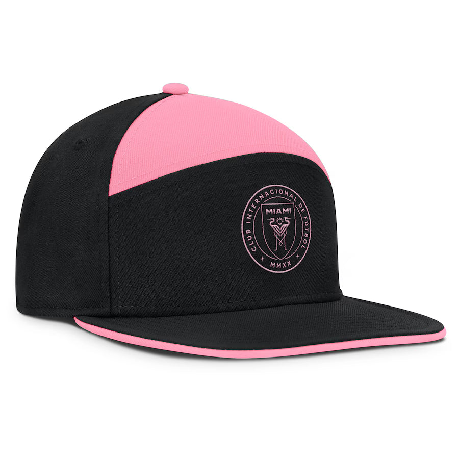 Casquette Snapback Mezzala noire et rose pour homme de Inter Miami FC MLS, marque Fanatics.