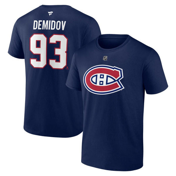 T-shirt bleu marine authentique pour homme de marque Ivan Demidov, Canadiens de Montréal, fanatiques de la LNH