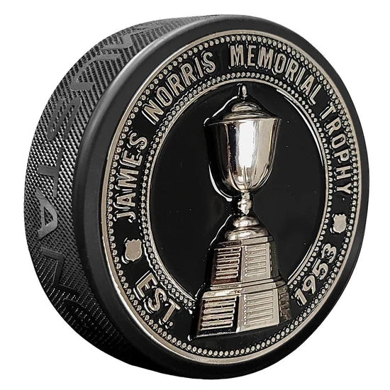 NHL James Norris Memorial Ultra 3D Trophy Silver Medallion Hockey Puck