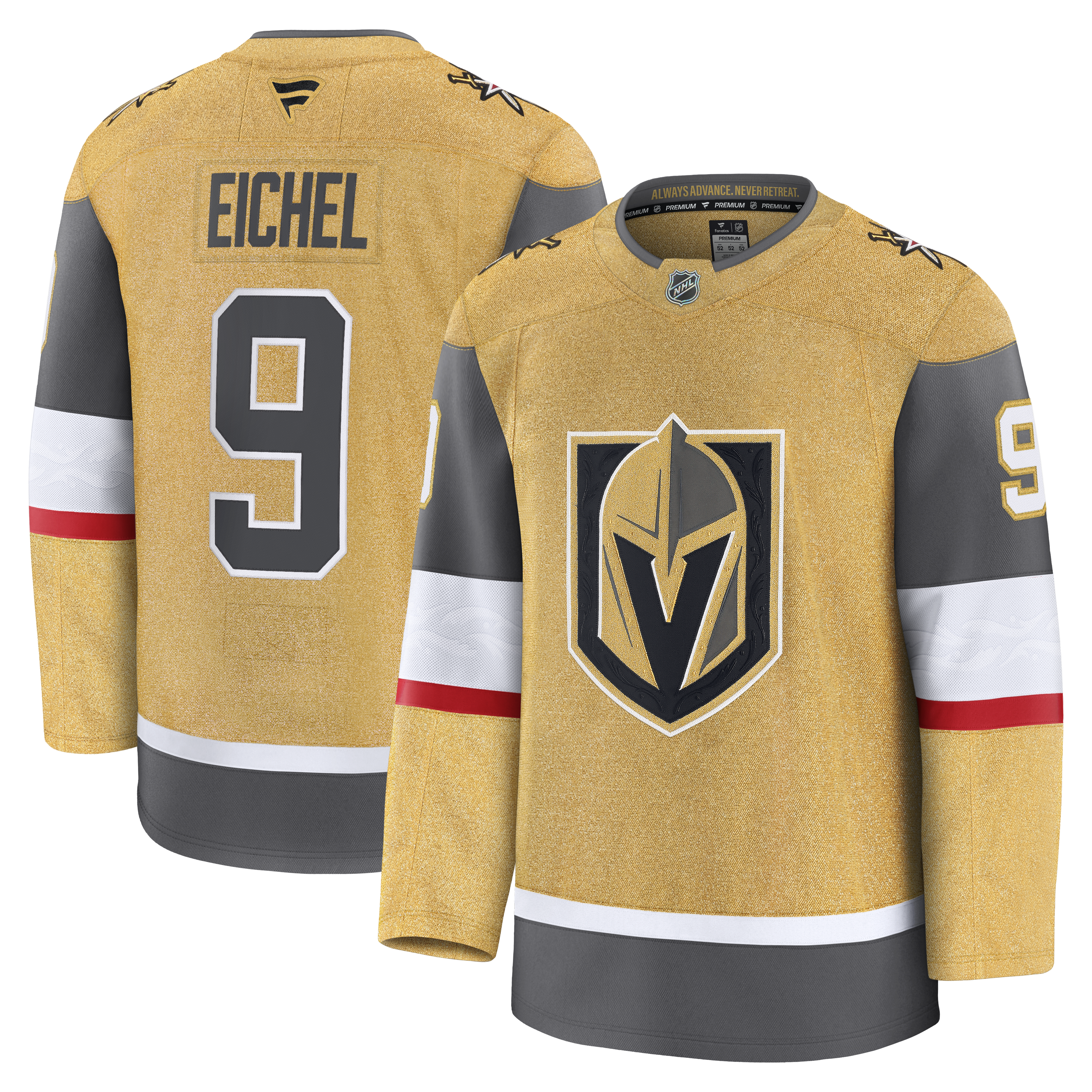 Jack Eichel Las Vegas Golden Knights NHL Fanatics Branded Men's Gold Premium Jersey