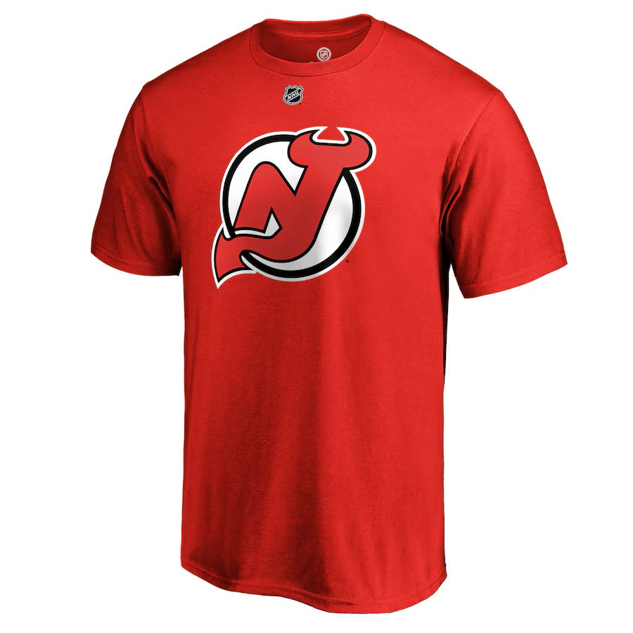 Jack Hughes New Jersey Devils NHL Fanatics Branded Men's Red Authentic T Shirt