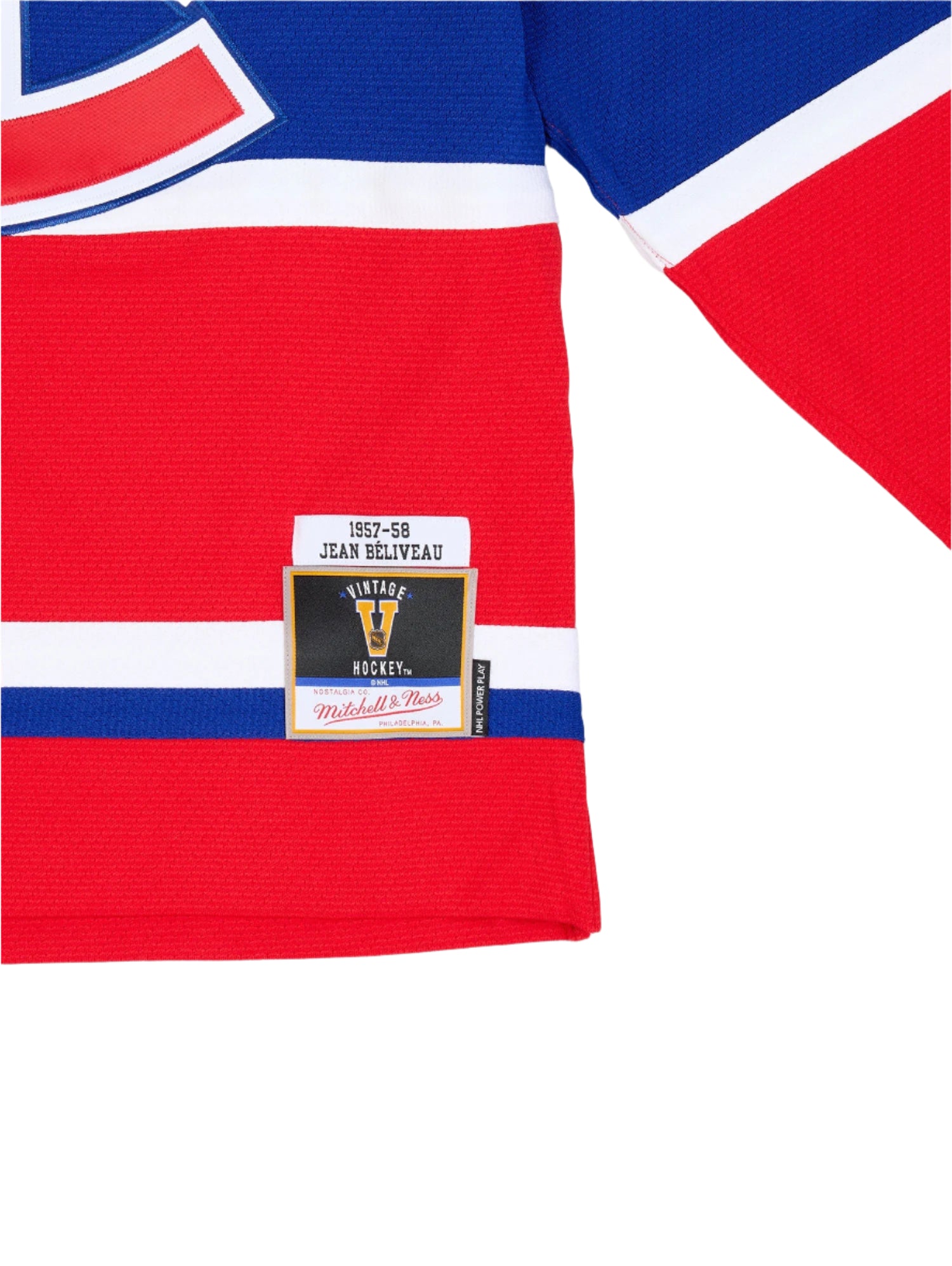 Jean Beliveau Montreal Canadiens NHL Mitchell & Ness Men's Red 1957 Power Play Authentic Jersey