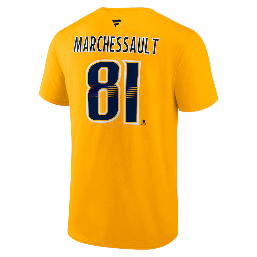 Jonathan Marchessault Nashville Predators NHL Fanatics Branded Men's Yellow Gold Authentic T Shirt