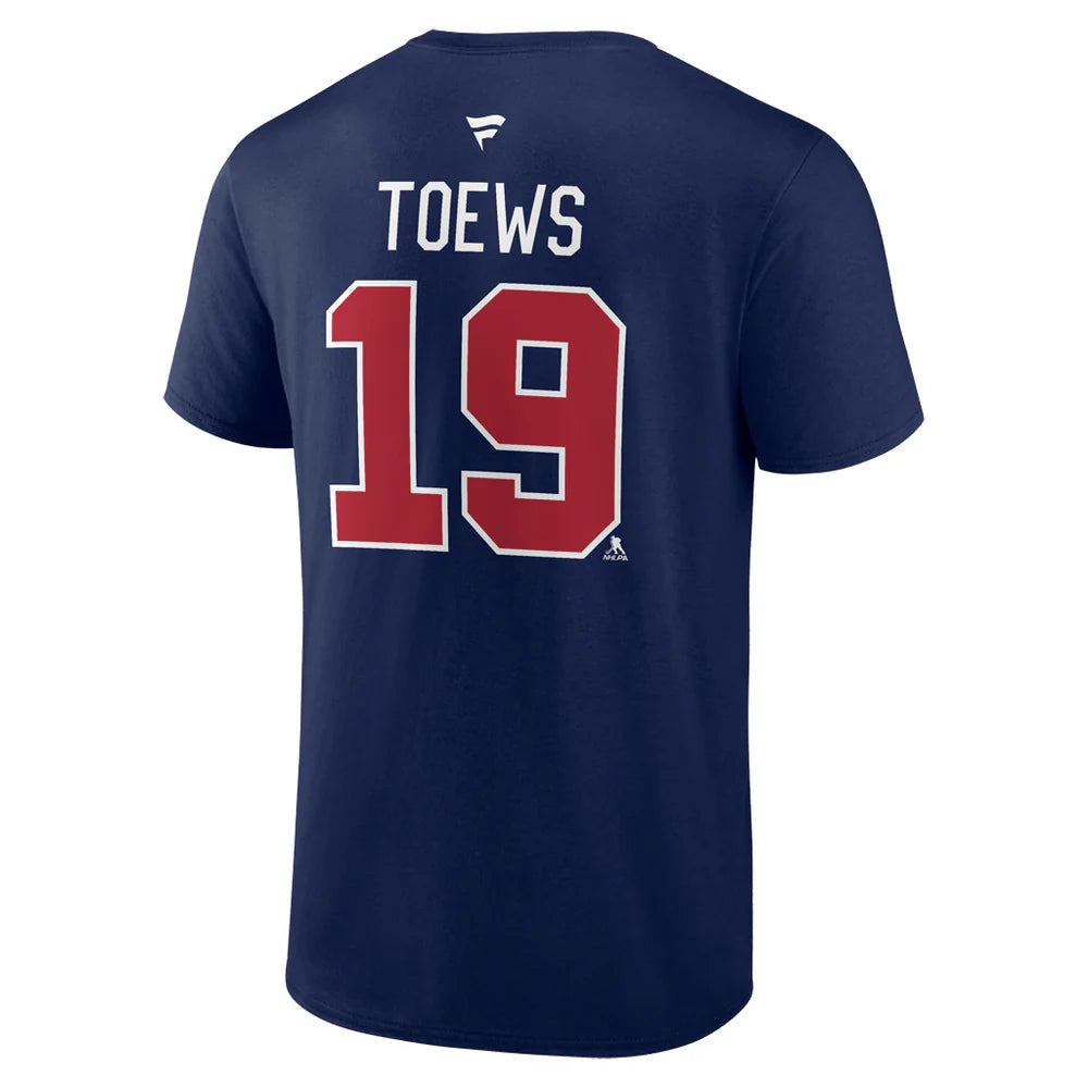 T-shirt authentique de marque Jonathan Toews Winnipeg Jets NHL Fanatics pour homme, bleu marine