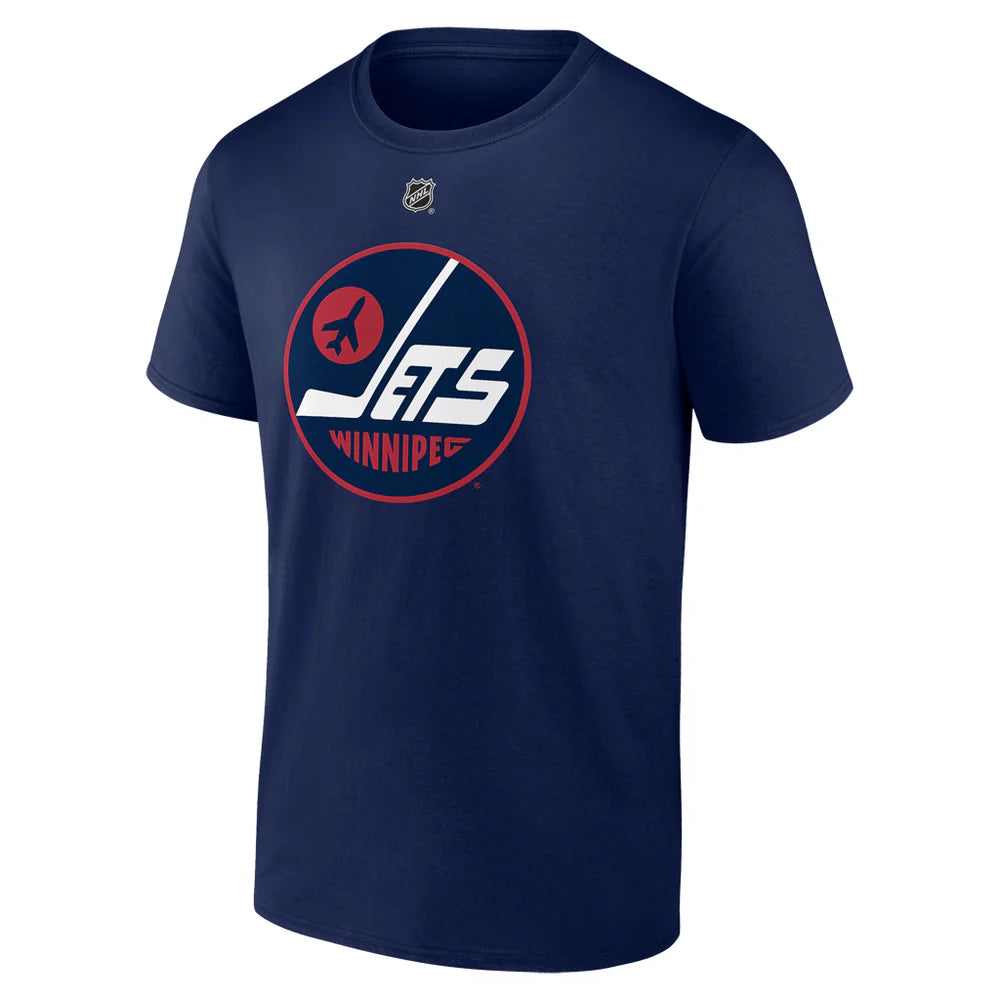 T-shirt authentique de marque Jonathan Toews Winnipeg Jets NHL Fanatics pour homme, bleu marine