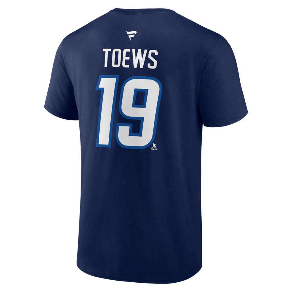 T-shirt authentique bleu marine pour homme de marque Jonathan Toews Winnipeg Jets, fanatiques de la LNH