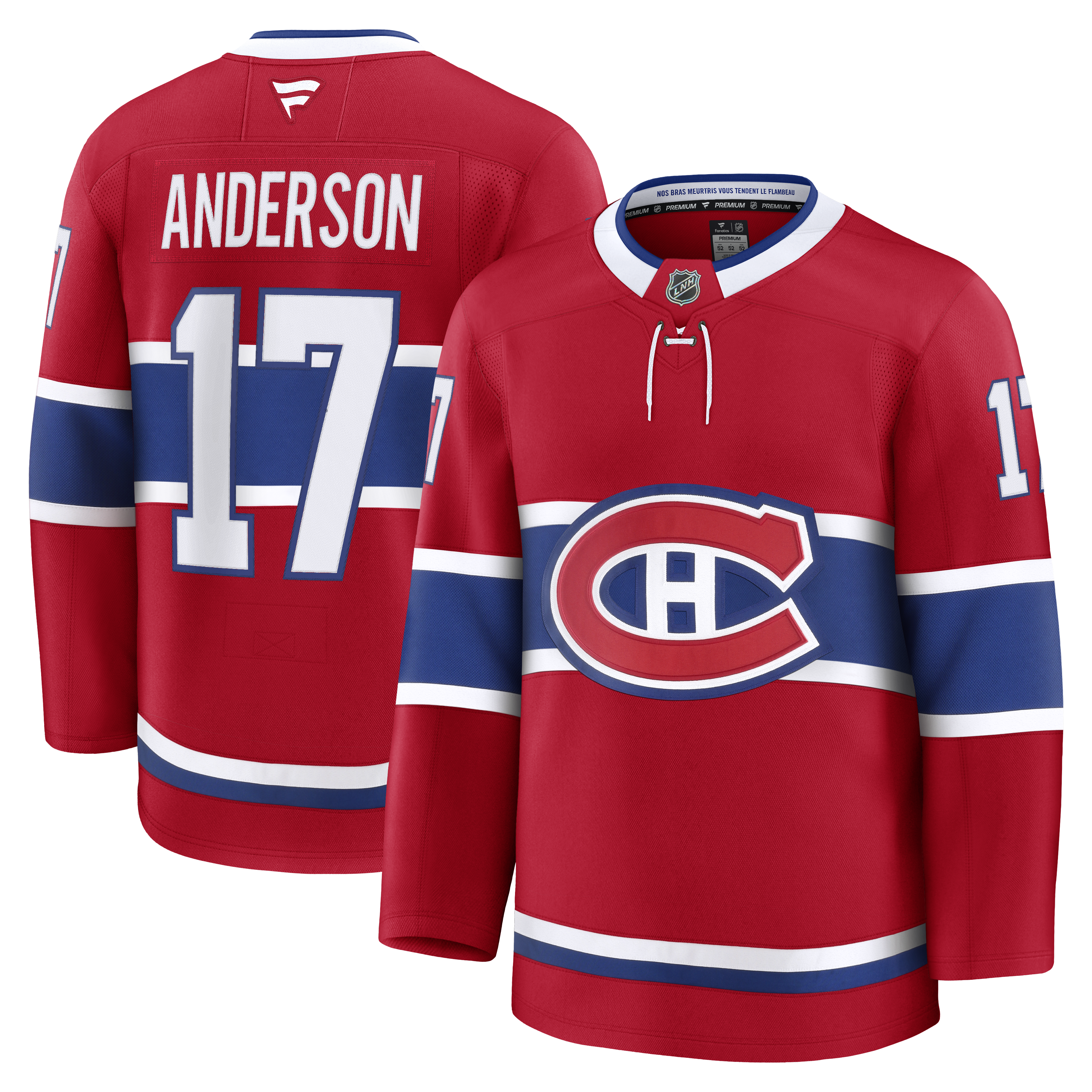 Maillot rouge premium Pro-Stitched Fanatics Branded Josh Anderson des Canadiens de Montréal pour homme