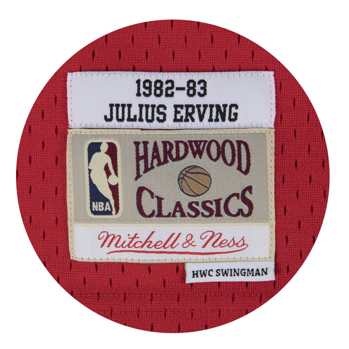 Julius Erving Philadelphia 76ers NBA Mitchell & Ness Men's Scarlet 1982-83 Hardwood Classics Swingman Jersey