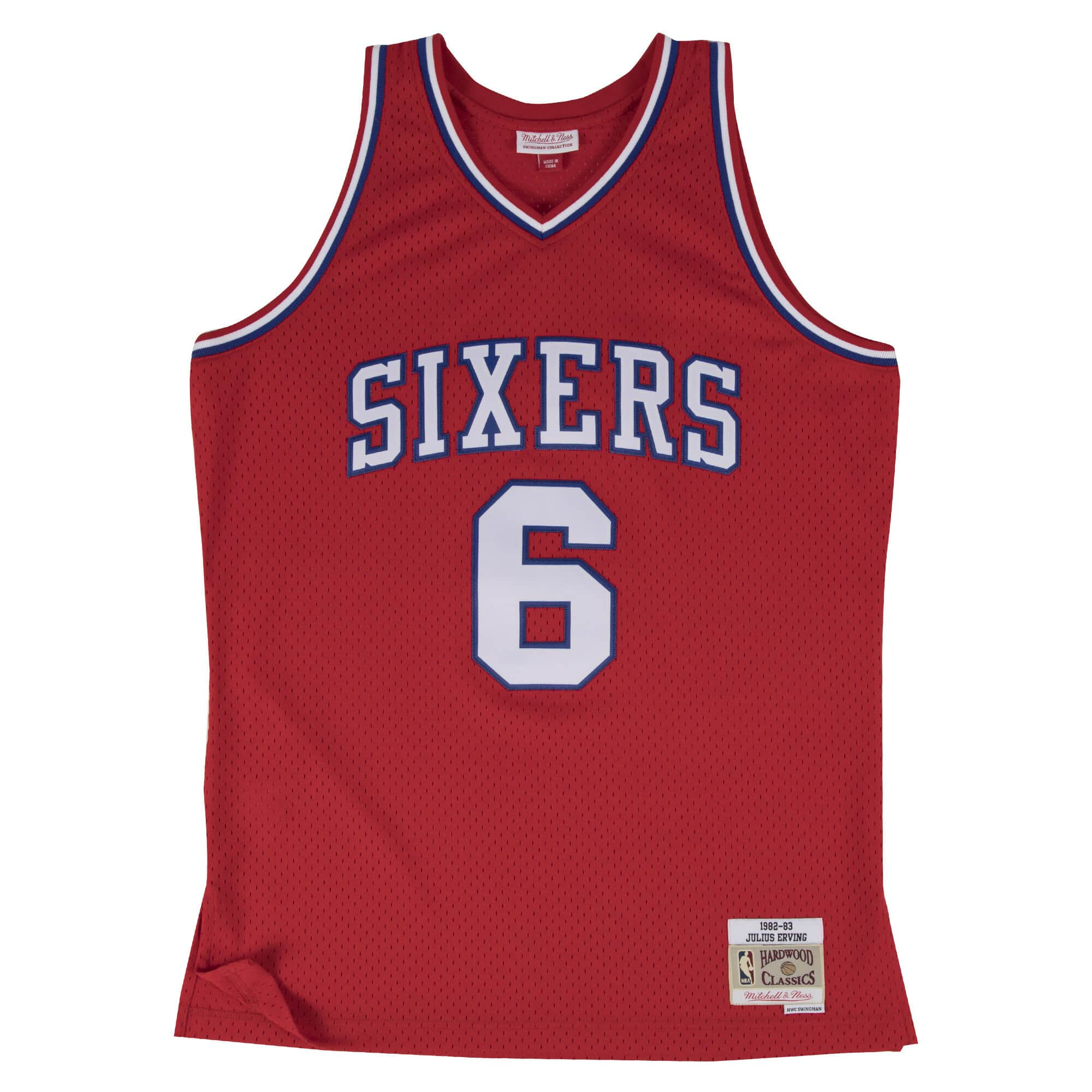 Julius Erving Philadelphia 76ers NBA Mitchell & Ness Men's Scarlet 1982-83 Hardwood Classics Swingman Jersey