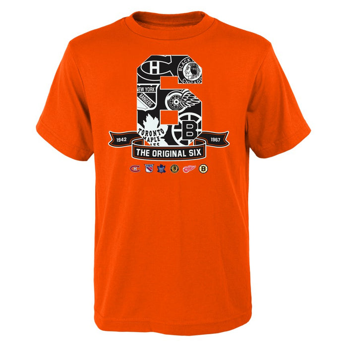 Original Six NHL Outerstuff Youth Orange The Big Six T-Shirt