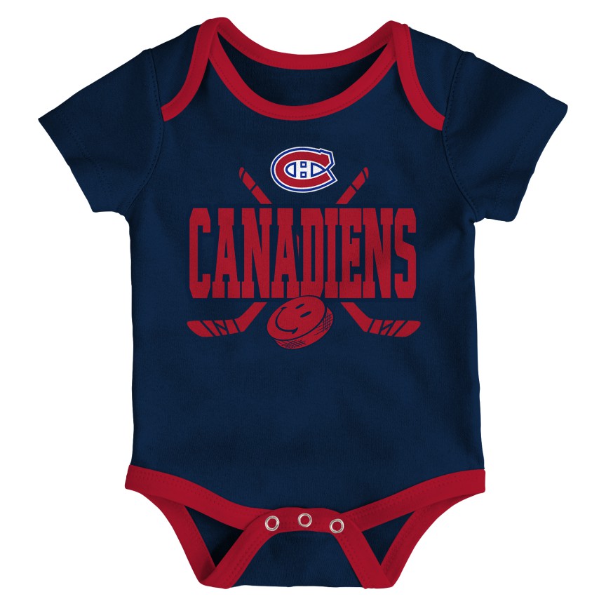 Montreal Canadiens NHL Outerstuff Infant Red/Navy/Grey Full Strength 3 Piece Creeper Set