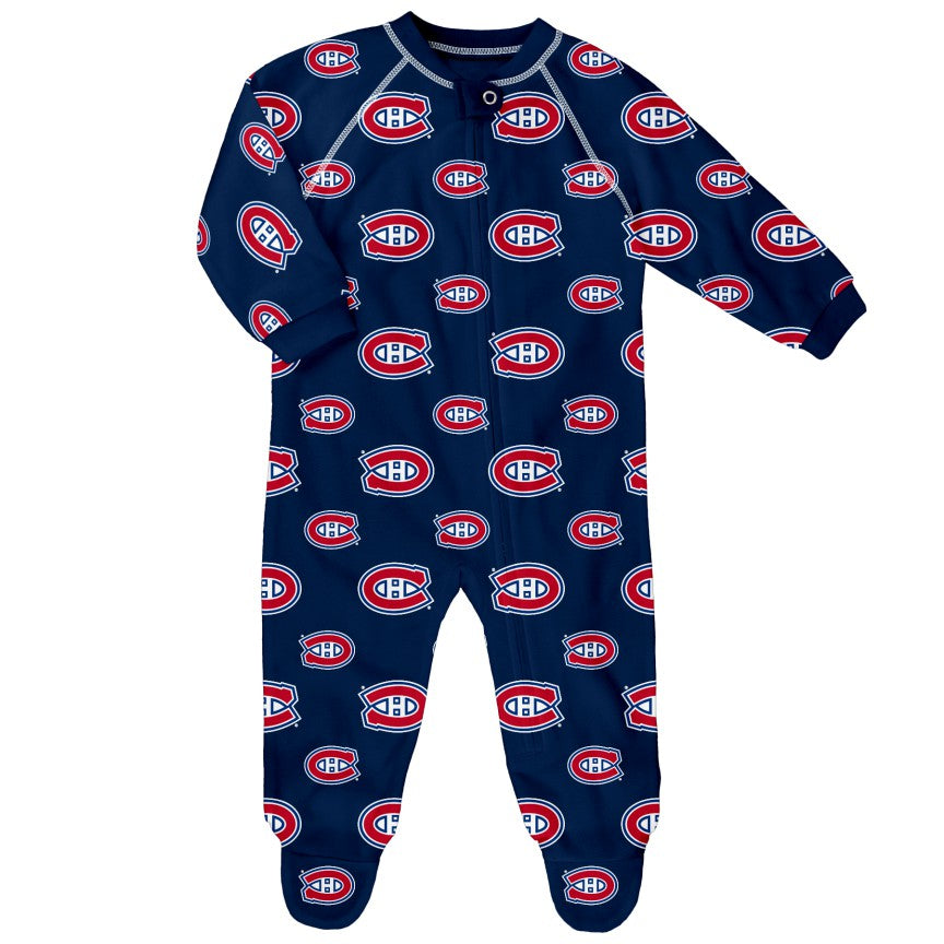 Combinaison zippée raglan pour bébé, Canadiens de Montréal, LNH Outerstuff, bleu marine