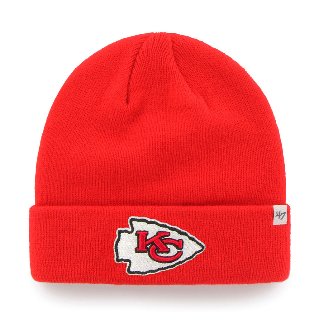 Bonnet en tricot à revers surélevé rouge pour homme de la marque NFL 47 des Kansas City Chiefs