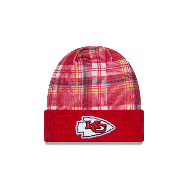 Casquette en tricot à revers officielle NFL New Era Kansas City Chiefs 2024 pour homme