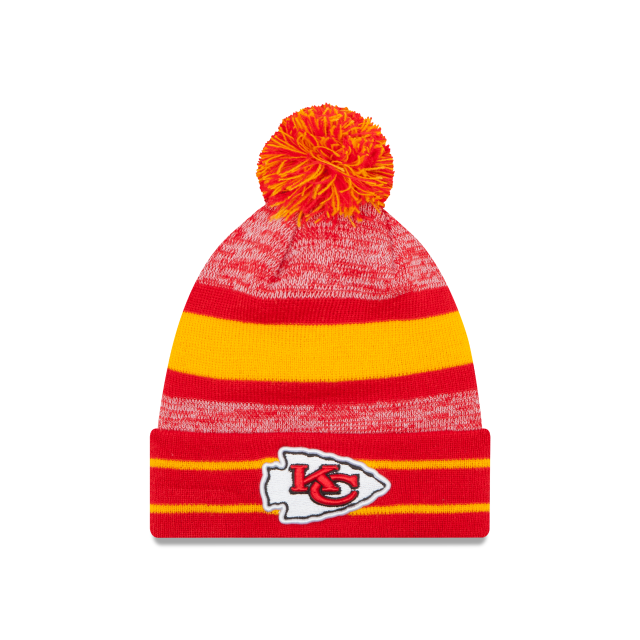 Bonnet tricoté à pompon rouge pour homme Kansas City Chiefs NFL New Era