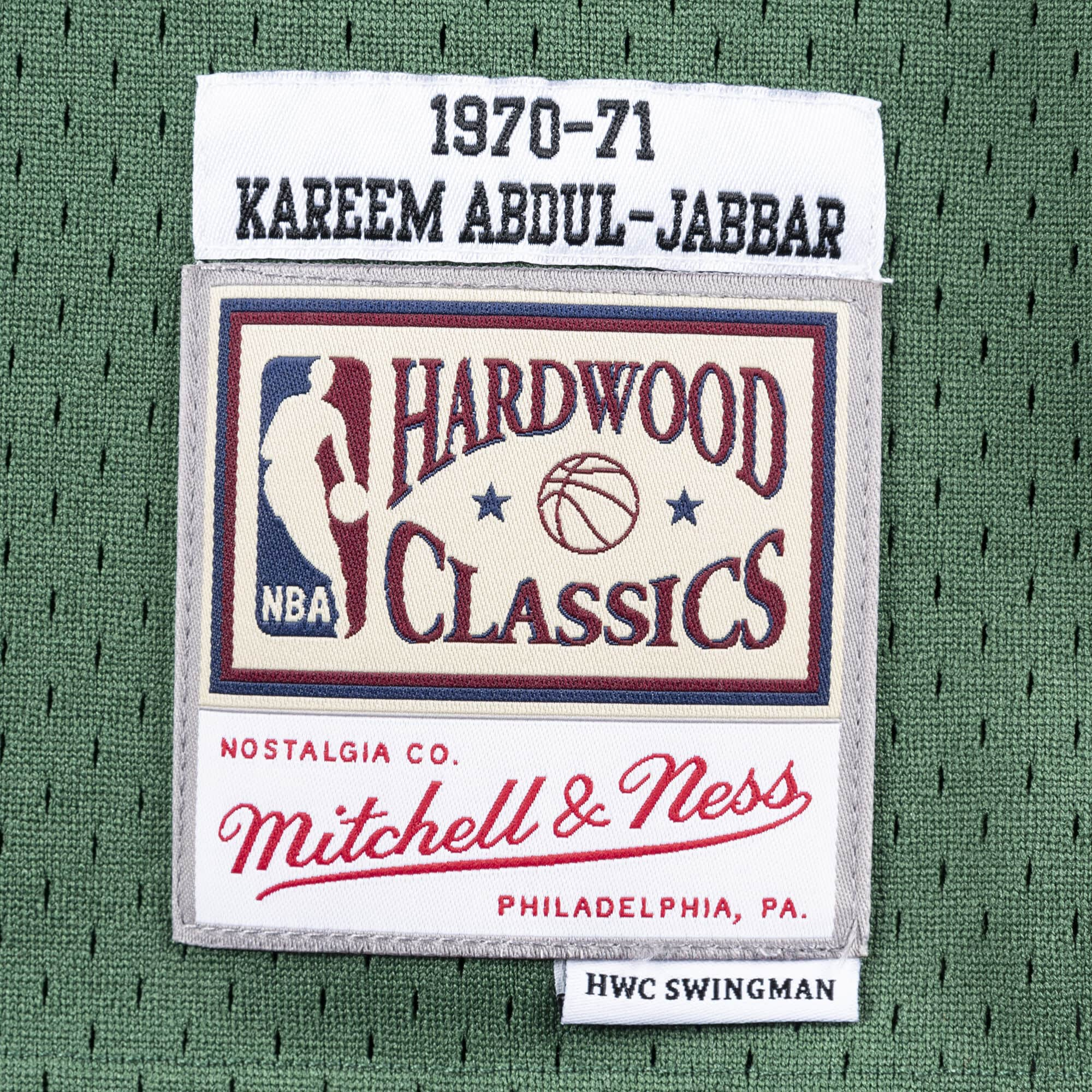 Kareem Abdul-Jabbar Milwaukee Bucks NBA Mitchell & Ness Homme Vert 1970-71 Hardwood Classics Swingman Maillot