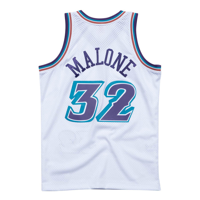 Karl Malone Utah Jazz NBA Mitchell & Ness Men's White 1996-97 Hardwood Classics Swingman Jersey
