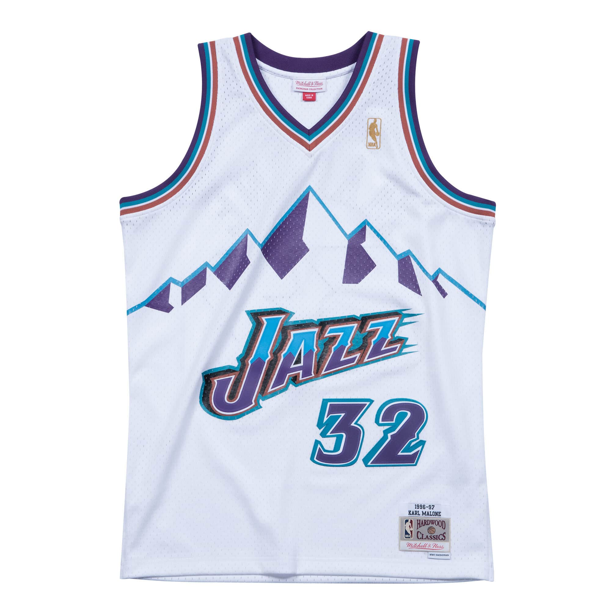 Karl Malone Utah Jazz NBA Mitchell & Ness Maillot Swingman Blanc 1996-97 Hardwood Classics pour Homme