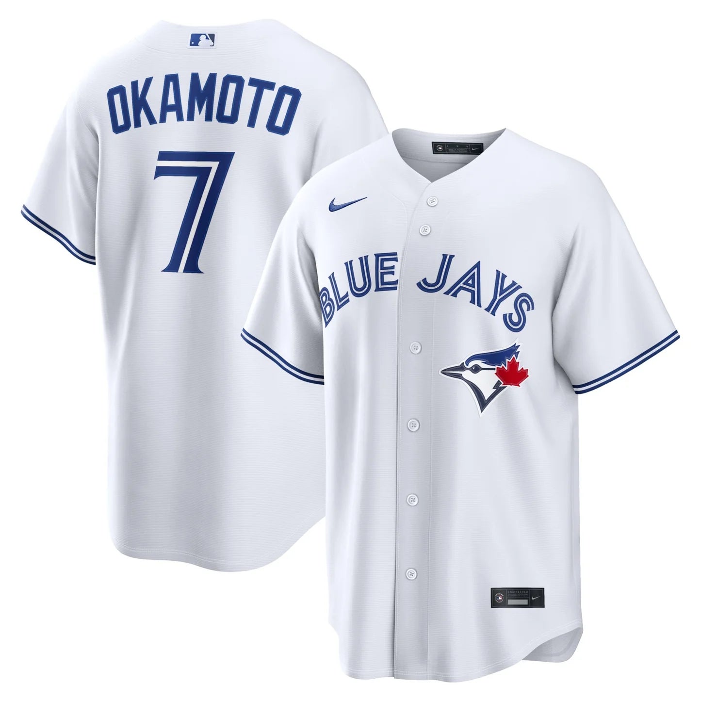 Maillot domicile replica blanc Nike MLB Kazuma Okamoto Toronto Blue Jays pour homme