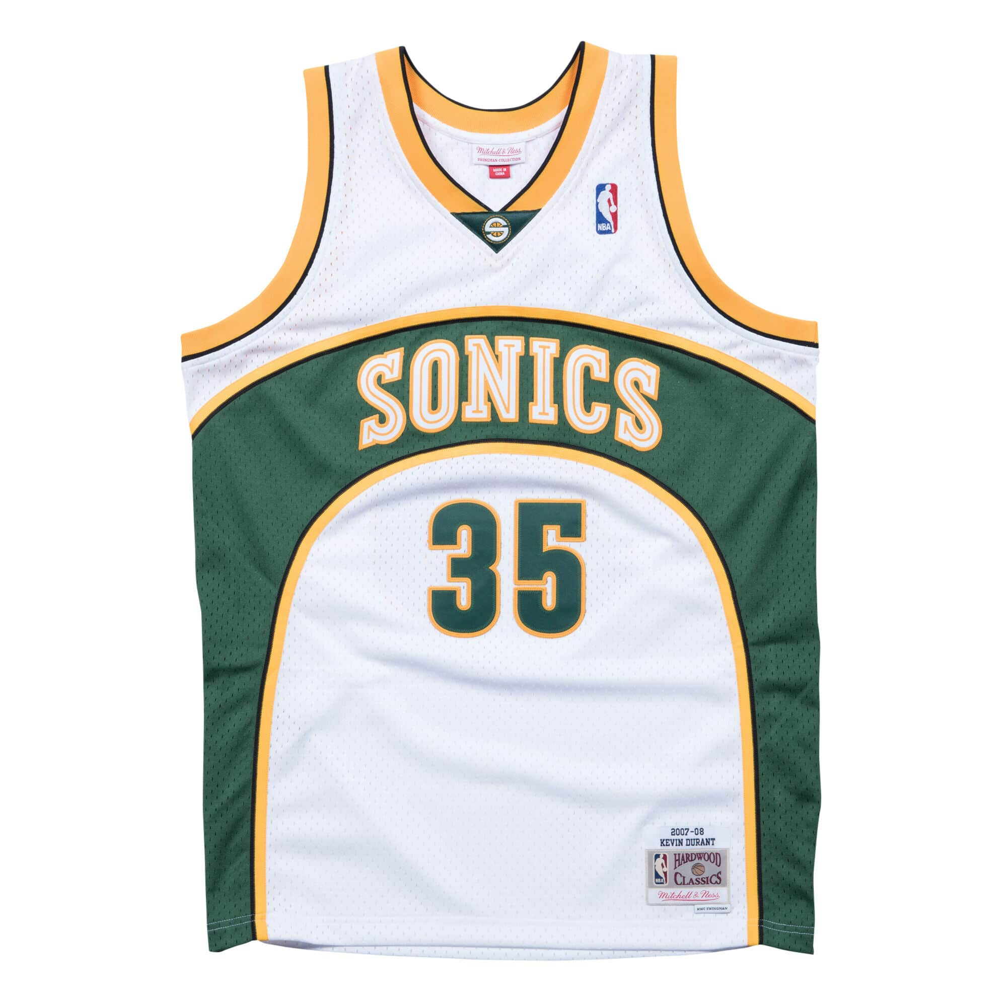 Kevin Durant Seattle Supersonics NBA Mitchell & Ness Men's White 2007-08 Hardwood Classics Swingman Jersey