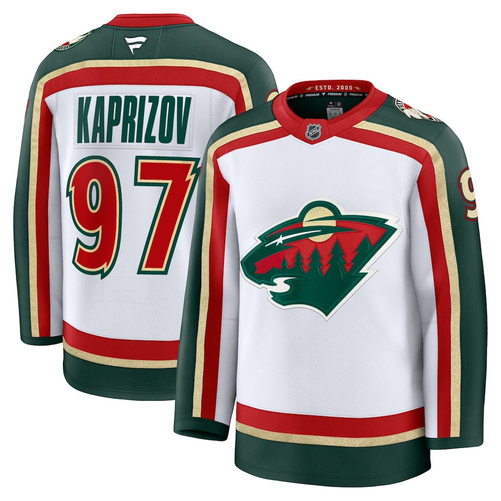 Kirill Kaprizov Minnesota Wild NHL Fanatics Branded Maillot blanc premium 25e anniversaire pour hommes
