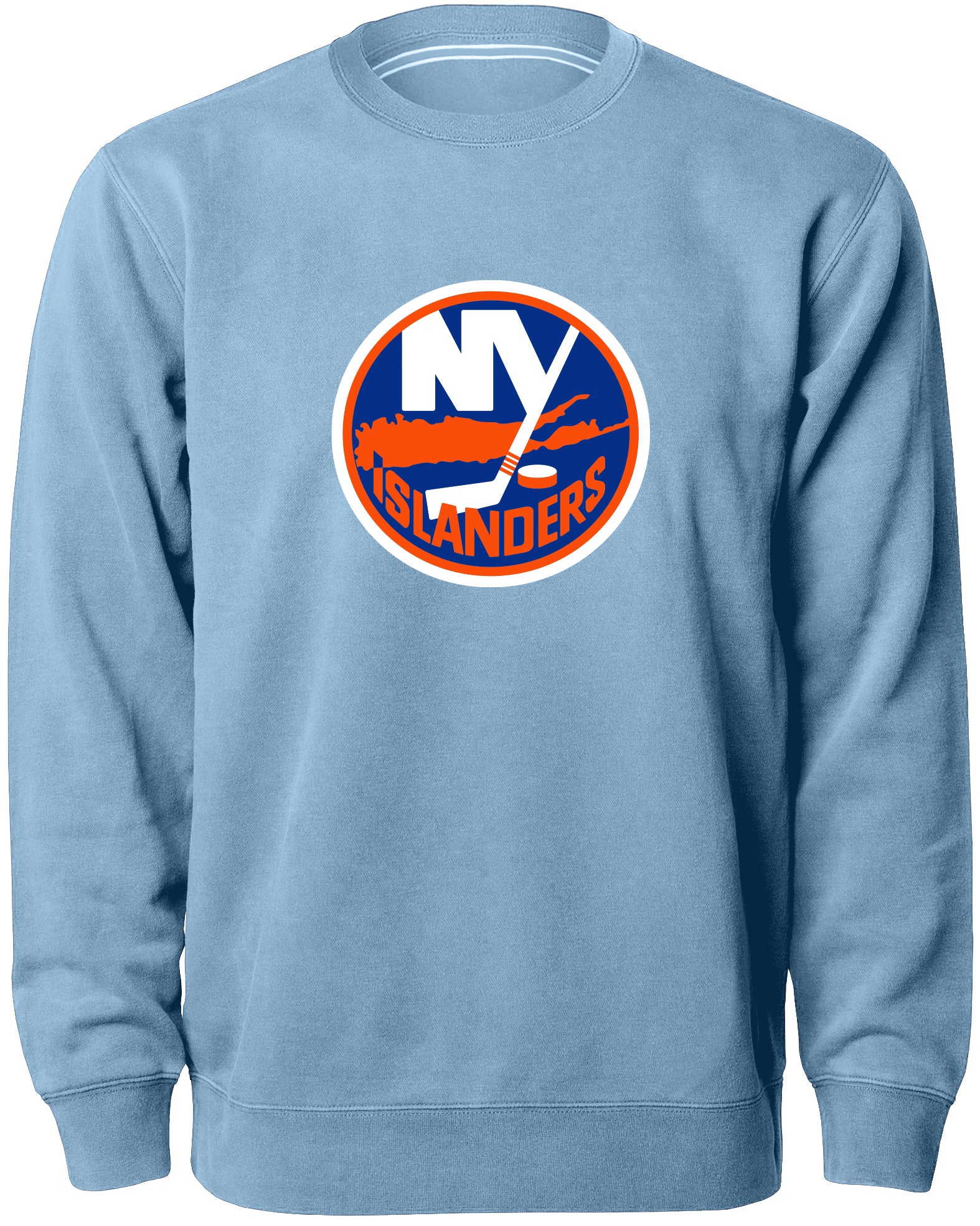 Chandail à col rond Express avec logo en sergé bleu clair des Islanders de New York NHL Bulletin pour hommes