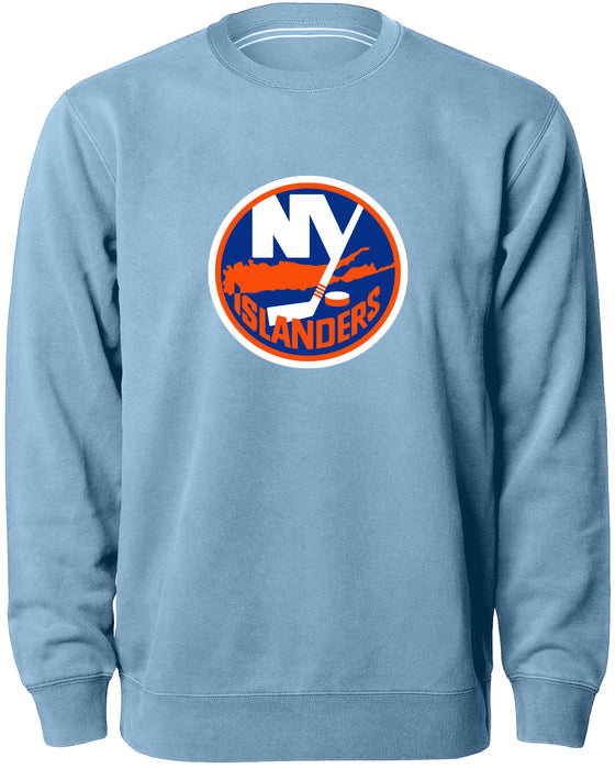 New York Islanders NHL Bulletin Men's Light Blue Twill Logo Express Crew Sweater