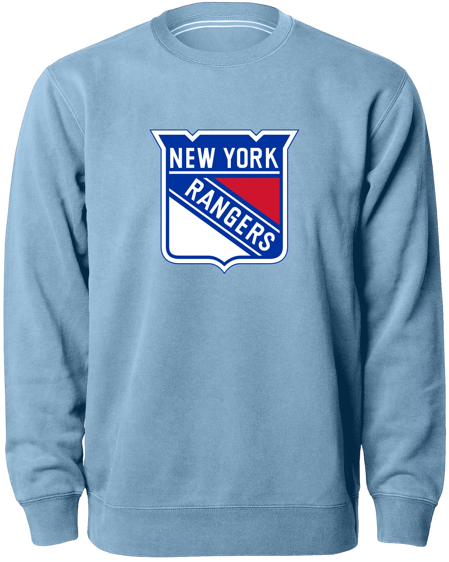 New York Rangers NHL Bulletin Men's Light Blue Twill Logo Express Crew Sweater