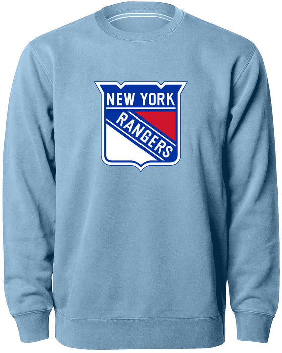 New York Rangers NHL Bulletin Men's Light Blue Twill Logo Express Crew Sweater