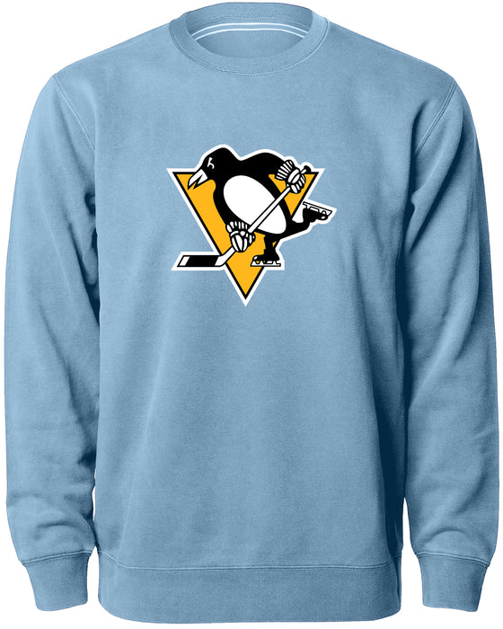 Pittsburgh Penguins NHL Bulletin Men's Light Blue Twill Logo Express Crew Sweater