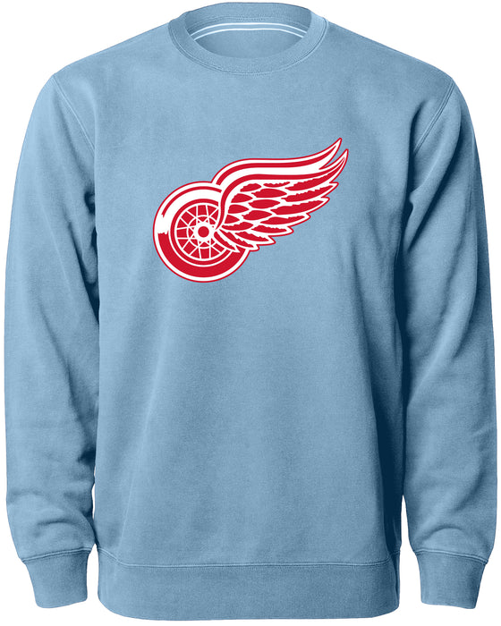 Detroit Red Wings NHL Bulletin Men's Light Blue Twill Logo Express Crew Sweater