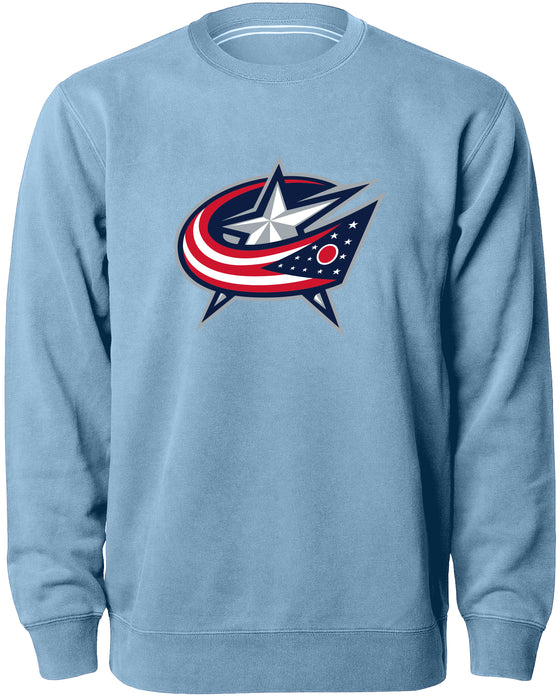 Columbus Blue Jackets NHL Bulletin Men's Light Blue Twill Logo Express Crew Sweater