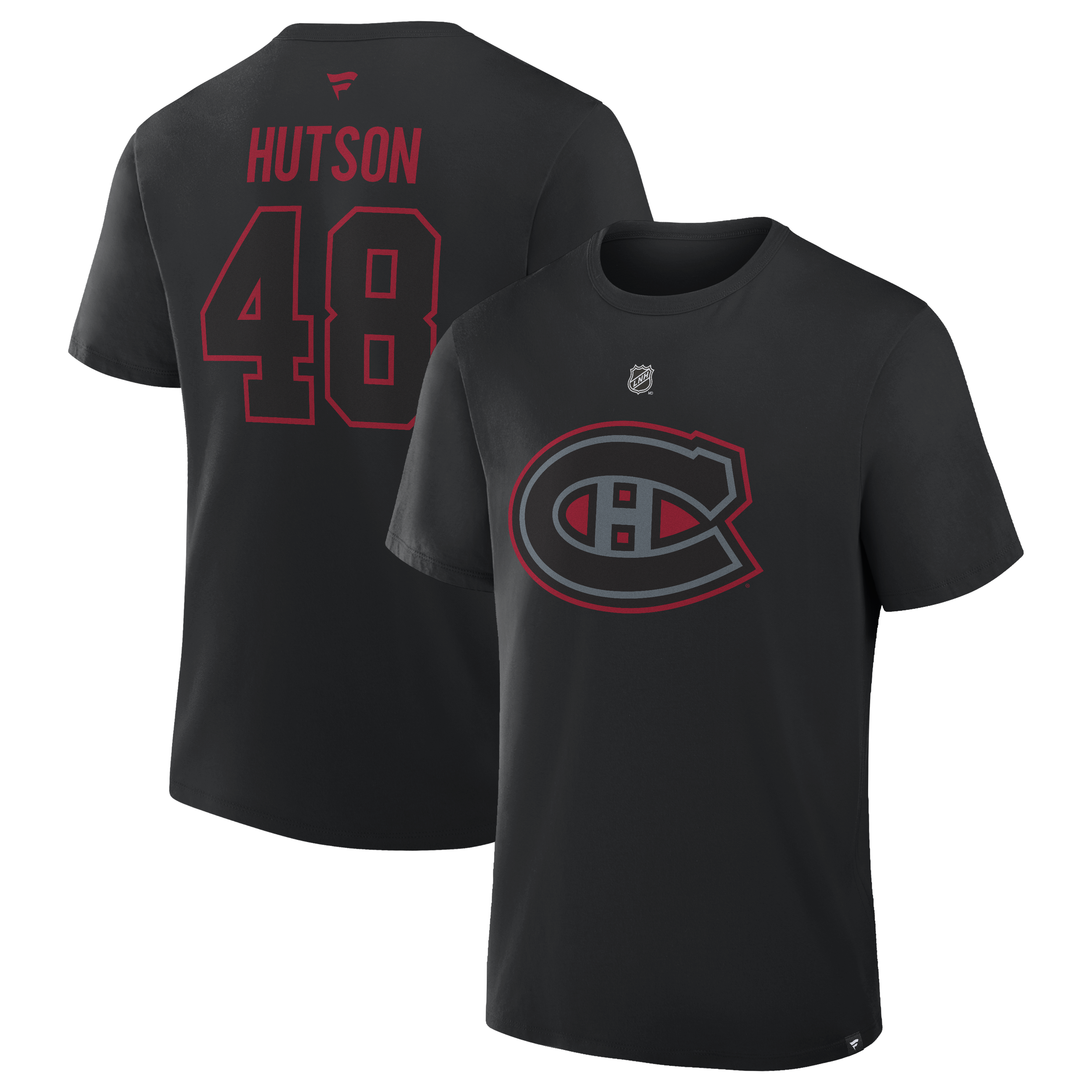 T-shirt noir authentique pour homme Lane Hutson, Canadiens de Montréal, marque Fanatics, LNH