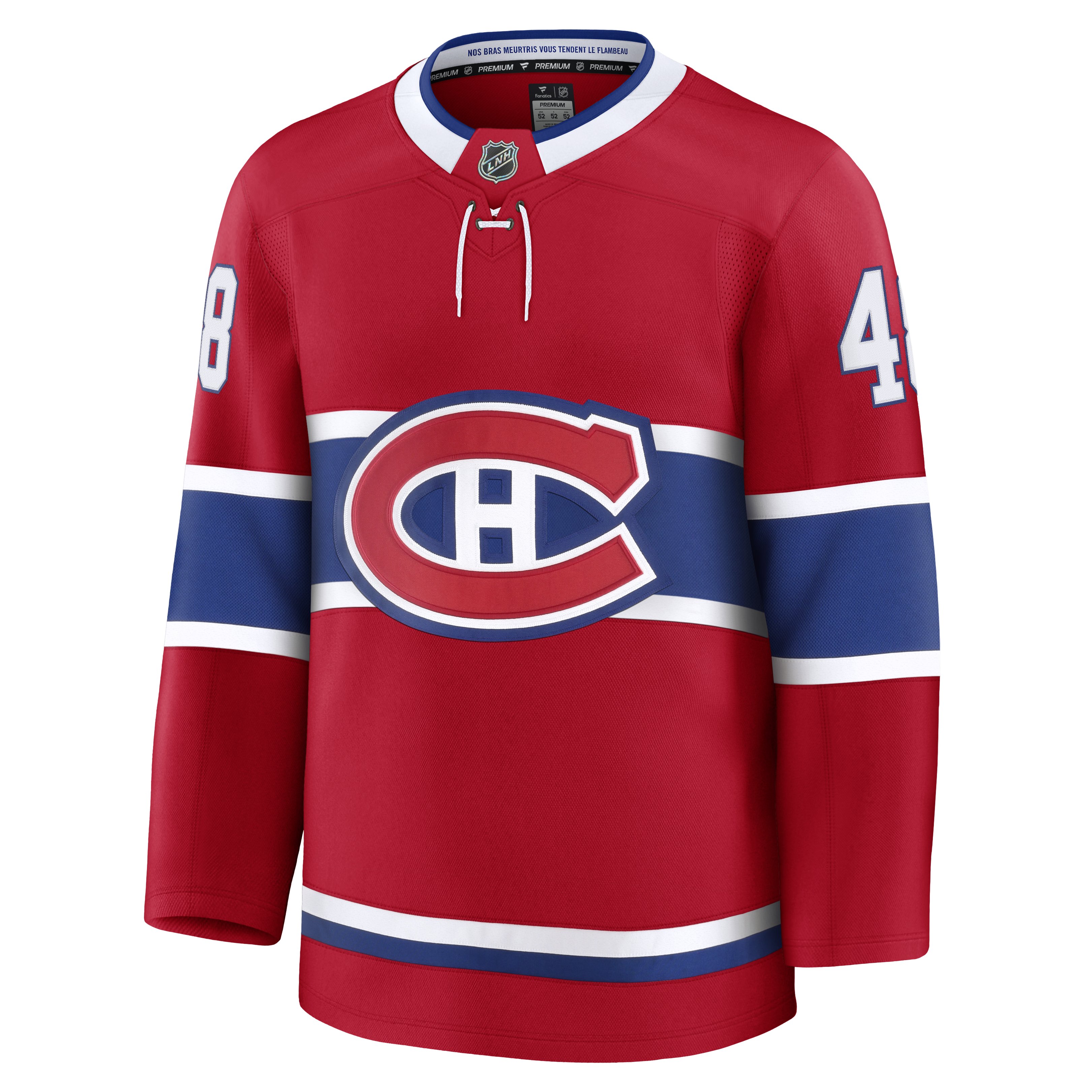 Maillot rouge de qualité supérieure Lane Hutson des Canadiens de Montréal pour homme, de marque NHL Fanatics, avec coutures professionnelles