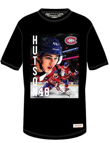 Lane Hutson Montreal Canadiens NHL Mitchell & Ness Men's Black Bootleg T-Shirt