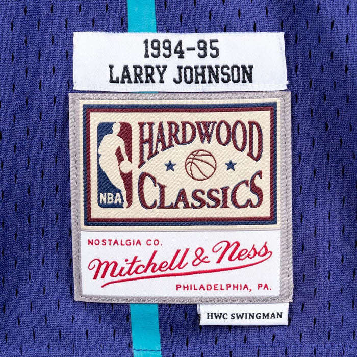Larry Johnson Charlotte Hornets NBA Mitchell & Ness Men's Purple 1994-95 Hardwood Classics Swingman Jersey