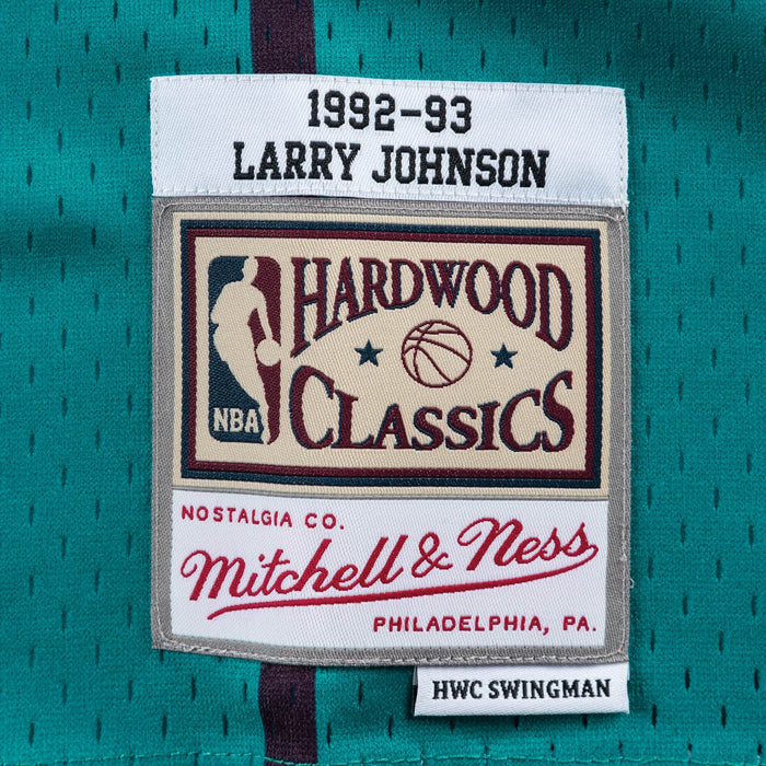 Larry Johnson Charlotte Hornets NBA Mitchell & Ness Men's Teal 1992-93 Hardwood Classics Swingman Jersey