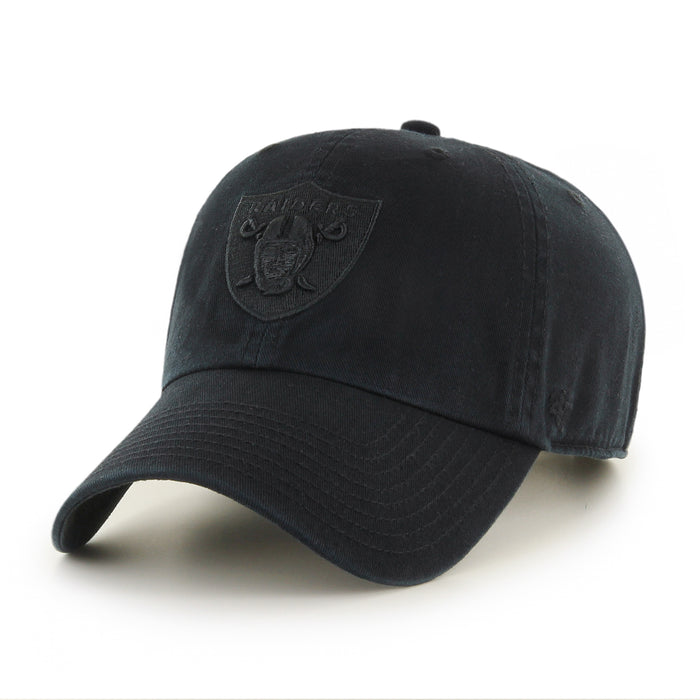 Las Vegas Raiders NFL 47 Brand Men's Black On Black Clean up Adjustable Hat