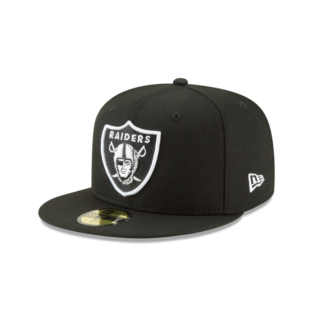 Casquette ajustée de base noire 59Fifty Team Las Vegas Raiders NFL New Era pour hommes