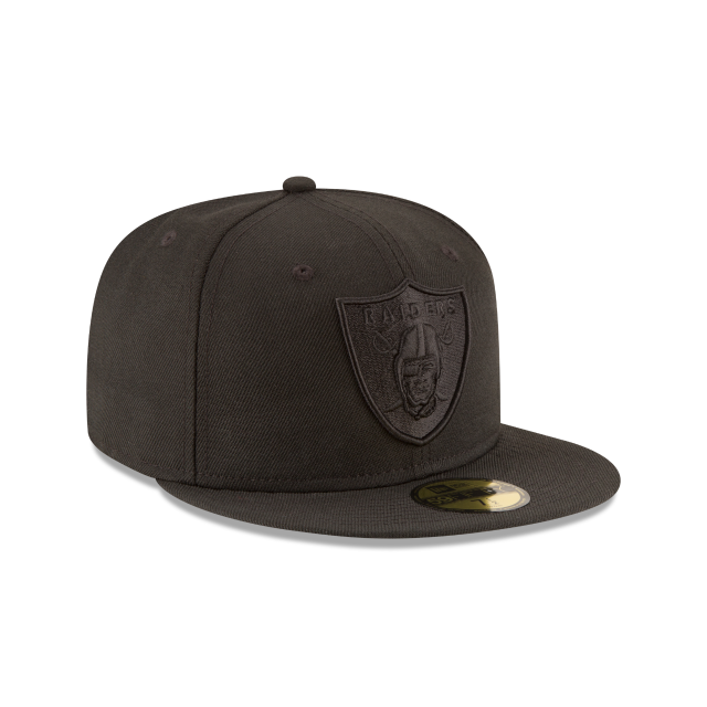 Las Vegas Raiders NFL New Era Noir sur noir 59Fifty League Casquette ajustée de base pour hommes