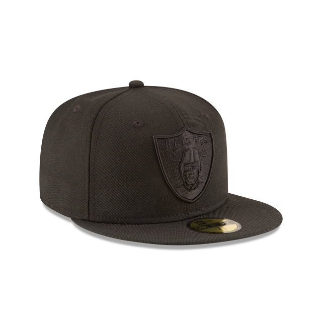 Las Vegas Raiders NFL New Era Men's Black on Black 59Fifty League Basic Fitted Hat